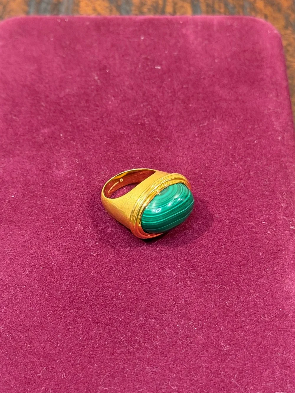 Dean Davidson 22K Gold Plate, Malachite Forme Gemstone Statement Ring